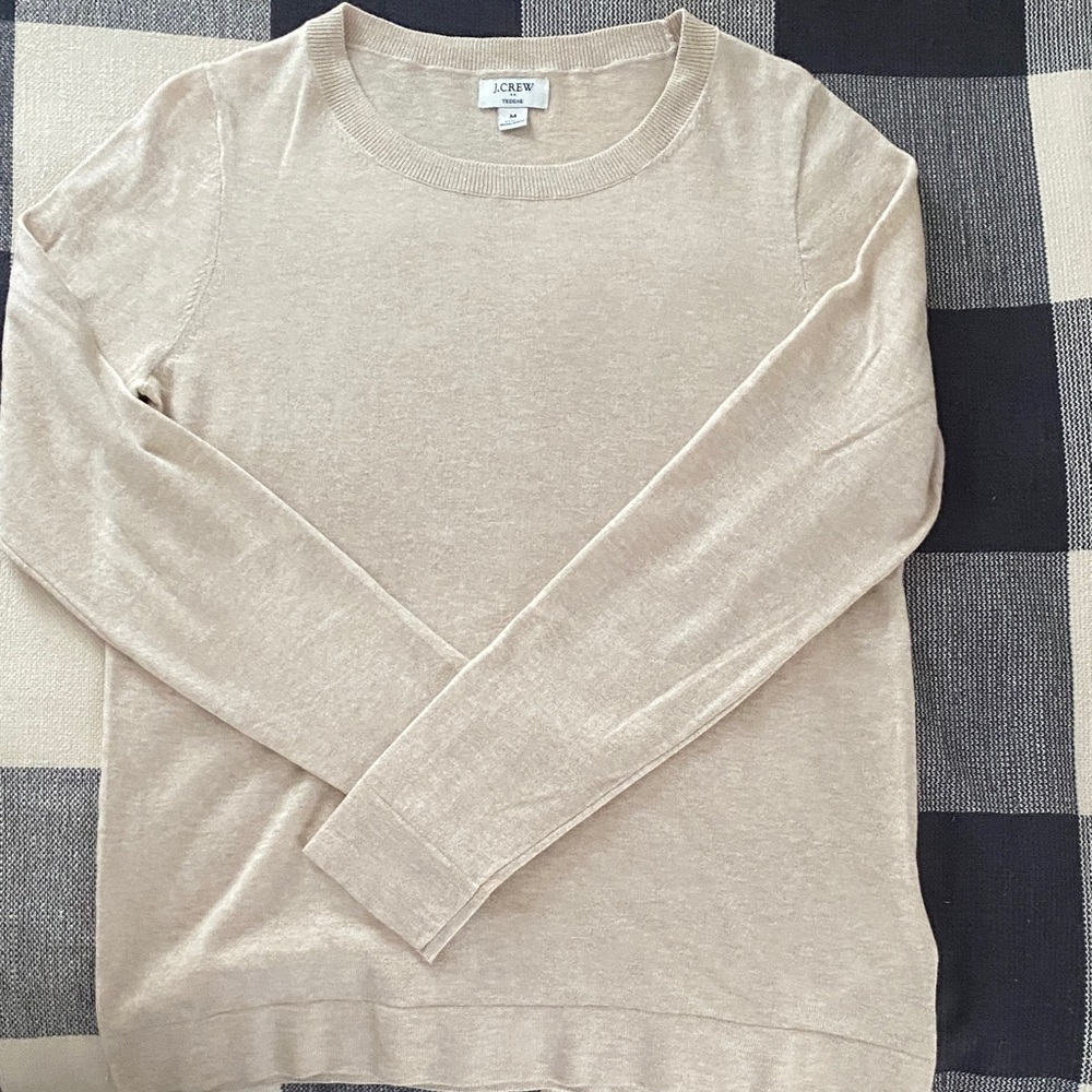 J. Crew Factory Women's Light Tan Crew Neck Sweater